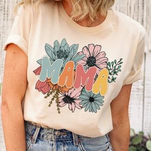 Retro Floral Mama T-shirt, Mom Shirt for Mom for Mother’s Day, Mama T-shirt, Shirt for Mom for Mother’s Day, Mama T-Shirt