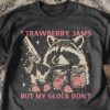 Vintage Strawberry Jams Raccoon T-Shirt | Retro Trash Panda Tee | Funny Animal Pun Shirt | Raccon Gun Meme Tee | Trendy Animal Lover Gift
