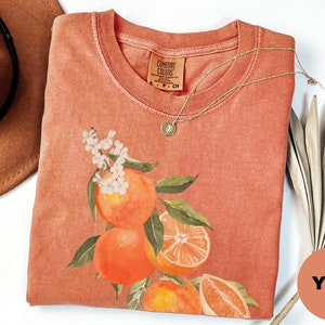 Vintage Orange Shirt, Art Graphic Fruit Shirt, Pastel Drawing Oranges Shirt, Foodie Vintage Graphic Shirt, Aesthetic Fruit Shirt, Flowers